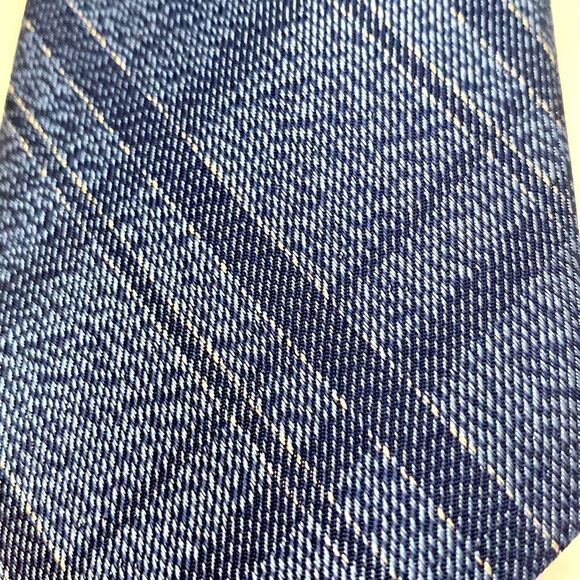 JOSEPH ABBOUD mens wearhouse denim blue color silver 100 % silk length 29 inch - Picture 3 of 6